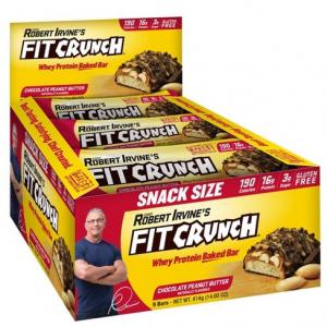 FITCRUNCH Chocolate Peanut Butter Baked Snack Bar- 16g of Protein 9ct