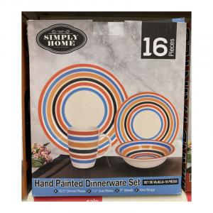 Simply Home Hand Painted Dinnerware Set 16 pcs Rainbow