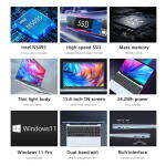 KUU 15.6" Laptop, Intel Celeron N5095, 16GB RAM, 512GB SSD, FHD, Backlit Keyboard, Silver