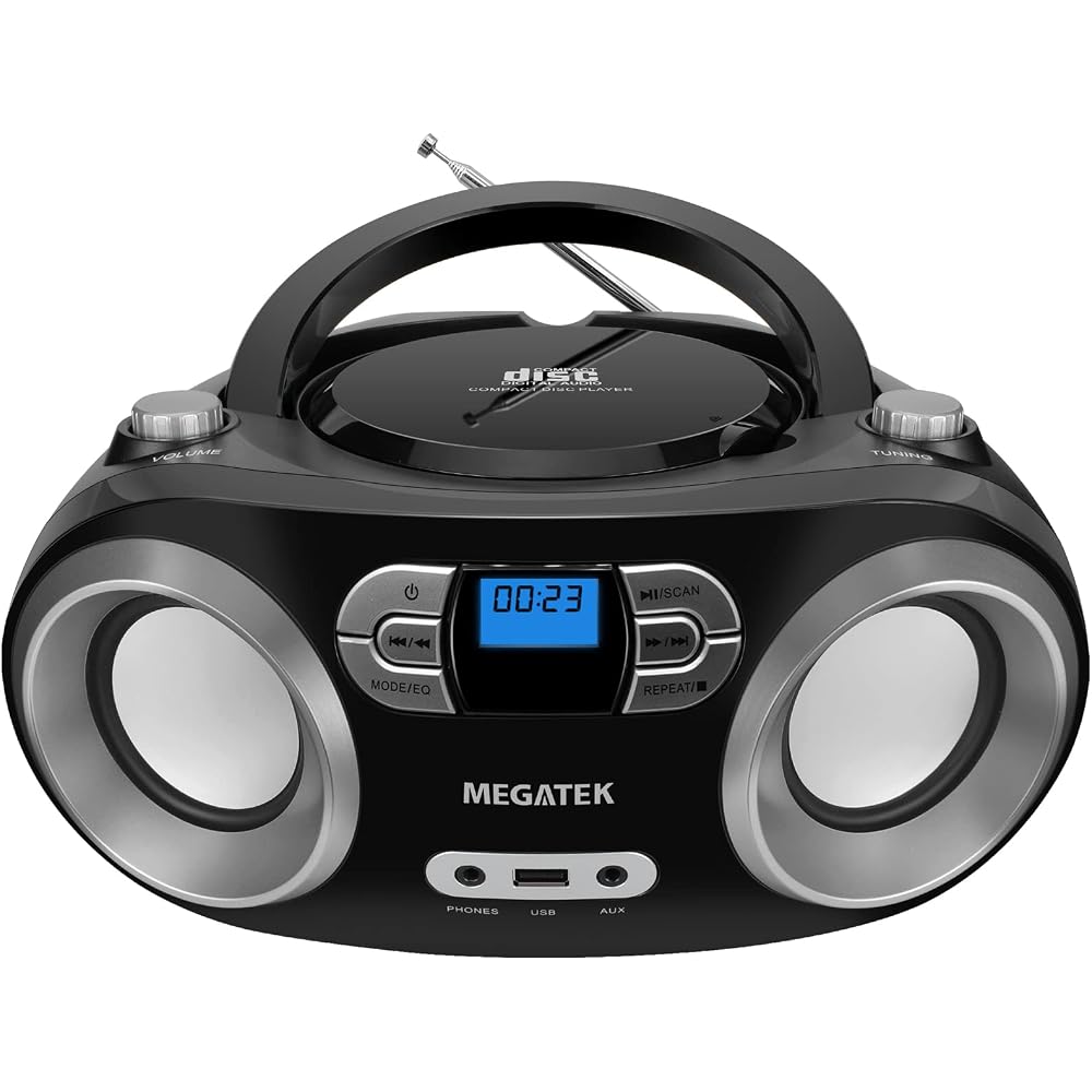 MEGATEK Portable CD Player Boombox with Bluetooth & FM Radio