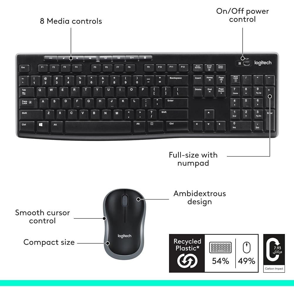 Logitech MK270 Wireless Full-Size Keyboard & Mouse Set - Image 6