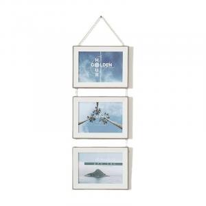 Triple Hanging Picture Frame, 3 Sides, 2 L Format, Wall Mounted, Vertical Collage, 7 inch