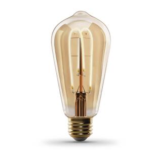 Feit Electric 40-Watt Equivalent ST19 Dimmable M Shape Filament Amber Glass E26 Vintage Edison LED Light Bulb, Warm White 2100K (ST1940/M/LED/HDRP)