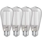 Feit Electric 60-Watt Equivalent ST19 Dimmable White Filament Clear Glass E26 Vintage Edison LED light Bulb, Daylight 5000K 4-Pack (ST1960950CAWFILHDRP4)