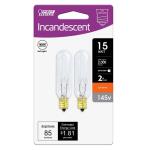 Feit Electric 15-Watt Soft White (2700K) T6 Dimmable 145V Candelabra E12 Base Incandescent Light Bulb 2-Pack (BP15T6/2-145/HDRP)