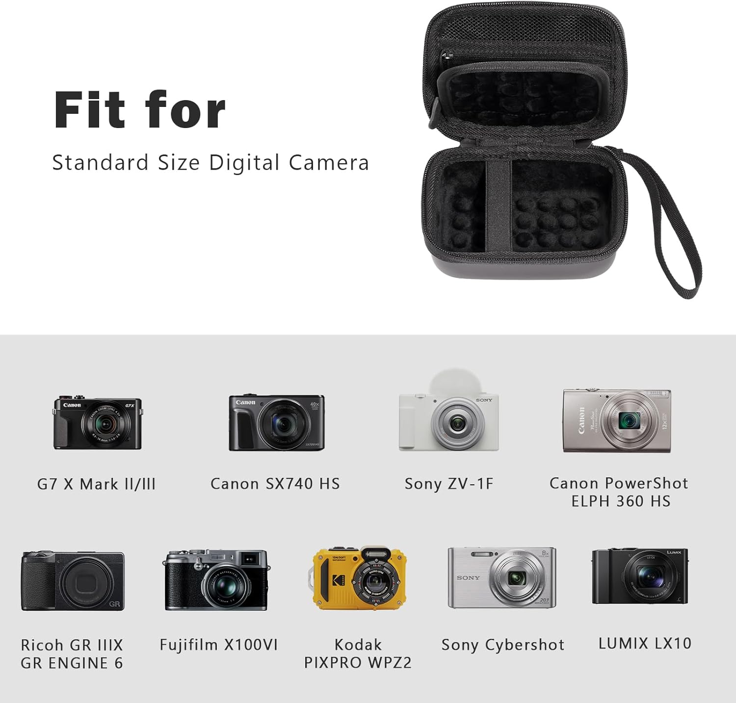 ProCase Hard Shell Camera Case for Canon G7X Mark III, Sony Cyber-shot, PowerShot SX740, Ricoh GR III & Kodak Pixpro – EVA Travel Storage Bag, Black - Image 5