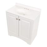 Glacier Bay Single Sink Freestanding Bath Vanity 31 in. W x 19 in. D x 35 in. H in White with White Cultured Marble Top