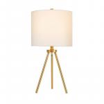 Hampton Bay 22-inch Quinby Gold Tripod Table Lamp with White Fabric Shade