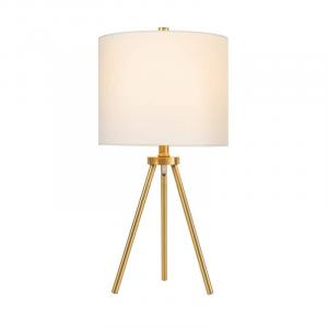 Hampton Bay 22-inch Quinby Gold Tripod Table Lamp with White Fabric Shade