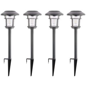 Home Decorators Collection Palmdale 20 Lumen Gray LED Weather Resistant Outdoor Solar Path Light with Glass Lens 4-Pack (NXT-2364-V-4PK)