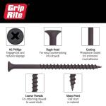 Grip-Rite #6 x 2 in. #2 Phillips Bugle Head Coarse Thread Drywall Screws 5 lb. Box (2CDWS5)