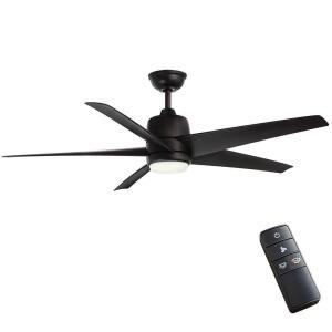 Hampton Bay Mena 54 in. White Color Changing Integrated LED Indoor/Outdoor Matte Black Ceiling Fan with Light Kit and Remote Control (99919)