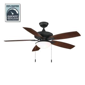 Hampton Bay Gazebo III 52 in. Indoor/Outdoor Wet Rated Natural Iron Ceiling Fan with LED Bulbs Included (YG836A-NI)