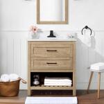Home Decorators Collection (Assembled) Autumn 30 in. Single Sink Weathered Tan Bath Vanity with White Engineered Stone Top
