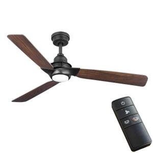 Home Decorators Collection Ester 54 in. White Color Changing Integrated LED Indoor/Outdoor Matte Black Ceiling Fan with Light Kit and Remote (52159)