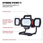 Husky 10,000 Lumen Three-Head Hybrid LED Work Light with Rechargeable Battery (7903801012)