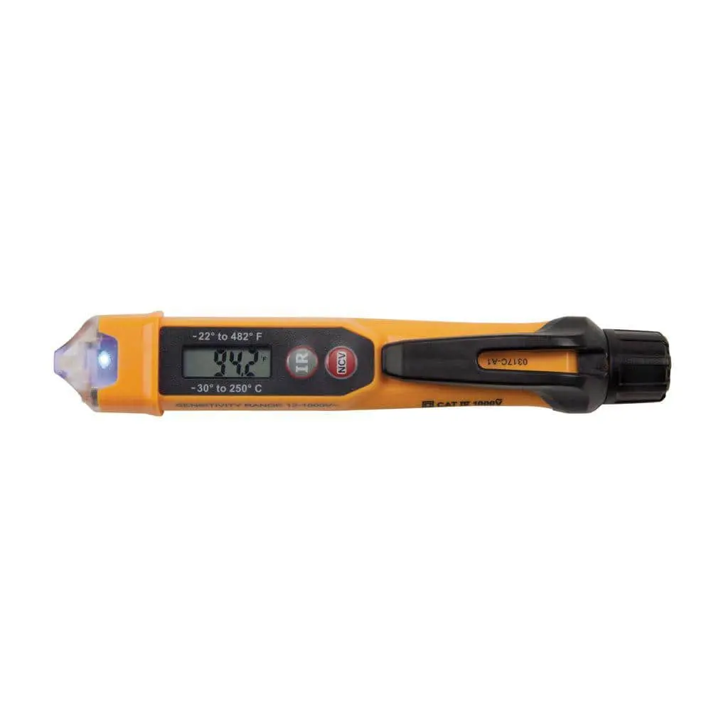 Klein Tools Non-Contact Voltage Tester Pen with Infrared Thermometer, 12-1000V AC (NCVT-4IR)