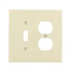 Leviton 2-Gang Light Almond 1-Toggle / 1-Duplex Outlet/Receptacle Nylon Midway/Midsize Wall Plate (1-Pack) - R56-0PJ18-00T)