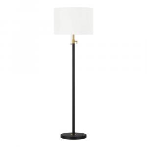 Hampton Bay 65 in. Alderston Adjustable Standard Floor Lamp in Matte Black and Antique Brass