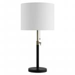 Hampton Bay 26 in. Alderston Matte Black and Antique Brass Adjustable Table Lamp