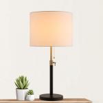 Hampton Bay 26 in. Alderston Matte Black and Antique Brass Adjustable Table Lamp