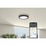 Commercial Electric 12 in. LED Flush Mount Smart CCT and RGB Selectable Matte Black Finish with Night Light (LCN3002LM-01 MB)