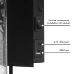 Globe Electric Barrett 1-Light Matte Black Plug-In or Hardwire Wall Sconce with USB and USB-C Port, Seeded Glass Shade (65000004)