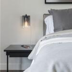 Globe Electric Barrett 1-Light Matte Black Plug-In or Hardwire Wall Sconce with USB and USB-C Port, Seeded Glass Shade (65000004)