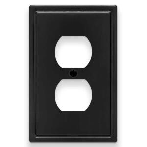 Hampton Bay Sinclair Matte Black 1-Gang Duplex Outlet Wall Plate (148DMBHB)