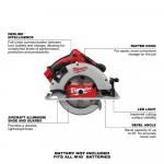 Milwaukee M18 18V Lithium-Ion Brushless Cordless 7 1/4 Inch Circular Saw (Tool Only)