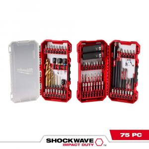 Milwaukee(75-Piece) SHOCKWAVE Impact Duty Alloy Steel Drill, Drive and Fastening Bit Set with PACKOUT Accessory Case 