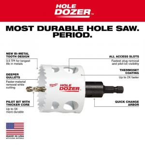 MilwaukeeHOLE DOZER Bi-Metal 4 in. Hole Saw with 3/8 in. Arbor and Pilot Bit