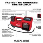 Milwaukee M18 18-Volt Lithium-Ion Cordless Electric Portable Inflator (Tool-Only) (2848-20)