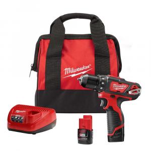 MIlwaukee M12 12V Cordless Lithium-Ion 3/8-Inch Drill/Driver Kit with Tool Bag, Two 1.5 Ah Batteries, and Charger