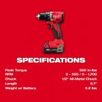 Milwaukee M18 18V Lithium-Ion Brushless Cordless Compact Drill/Driver Kit with a Case, Charger, and Two 2.0 Ah Batteries