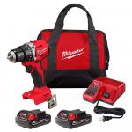 Milwaukee M18 18V Lithium-Ion Brushless Cordless Compact Drill/Driver Kit with a Case, Charger, and Two 2.0 Ah Batteries