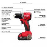 Milwaukee M18 18V Lithium-Ion Brushless Cordless Compact Drill/Driver Kit with a Case, Charger, and Two 2.0 Ah Batteries