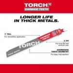 Milwaukee8 TPI TORCH Carbide Teeth Thick Metal Cutting SAWZALL Reciprocating Saw Blade (3-Pack) 9 in. 