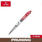 Milwaukee9 in. 3 TPI Pruning SAWZALL Carbide Teeth Wood Cutting Reciprocating Saw Blades (3-Pack)