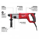 Milwaukee 1 in. SDS D-Handle Rotary Hammer, 8 Amp Corded