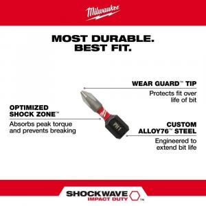 Milwaukee(25-Pack) SHOCKWAVE Impact Duty 1 in. Phillips #2 Alloy Steel Insert Bit Set 