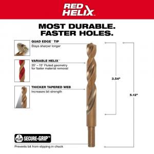 Milwaukee Cobalt Red Helix Twist Drill Bit 1/2 in.