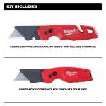 Milwaukee FASTBACK Folding Utility Knife and Compact Folding Utility Knife with Blade Storage and Gut Hook (2-Piece) (48-22-1503 )
