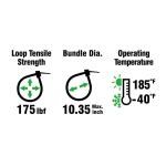 Commercial Electric 36in Heavy Duty 175lb Tensile Strength UL 21S Rated Cable Zip Ties 15 Pack Natural (White)