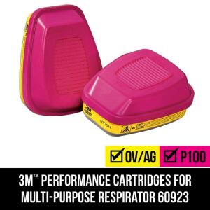 3M OV AG P100 Replacement Respirator Cartridges for Professional Multi-Purpose Reusable Respirator (1-Pair) (60923HB1-C)