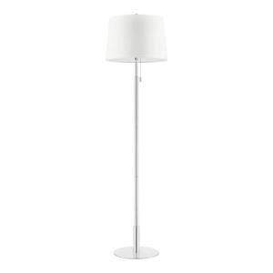 Hampton Bay 58 in. Ganton Standard Floor Lamp with Polished Nickel Finish and Hardback Drum Linen Shade for Living Room