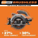 RIDGID 18V SubCompact Brushless Cordless 6 1/2 Inch Circular Saw (Tool Only)