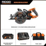 RIDGID 18V Brushless Cordless 7 1/4 InchRear Handle Circular Saw Kit with 8.0 Ah MAX Output Battery, 18V Charger, Bag