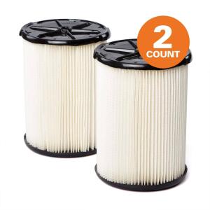 RIDGID General Debris Pleated Paper Wet Dry Vacuum Shop Vac Filter Replacement for Most 5-16 Gallon RIDGID Shop Vacs (2-Pack) (VF4200)