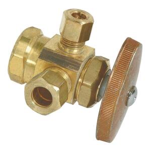 BrassCraft 1/2 in. FIP Inlet x 3/8 in. Compression x 1/4 in. Compression Dual Outlet Multi-Turn Valve (R1700RX R1)